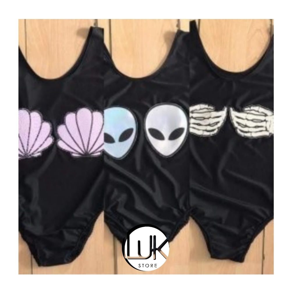 Swim suit holographic seashell